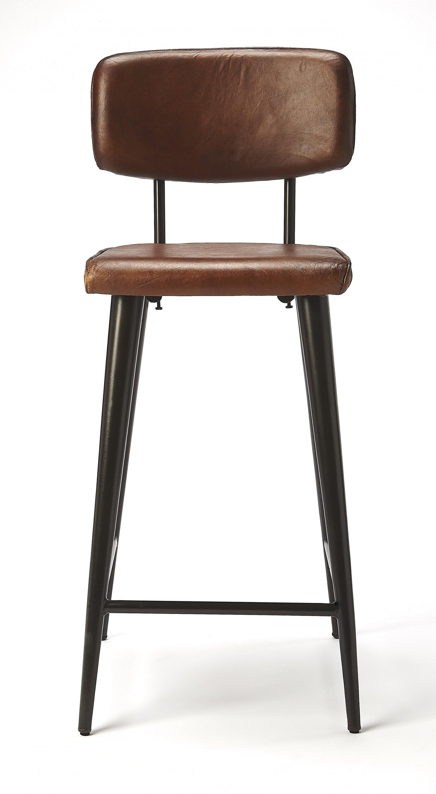 Dark Brown Leather Bar Stool - AFS