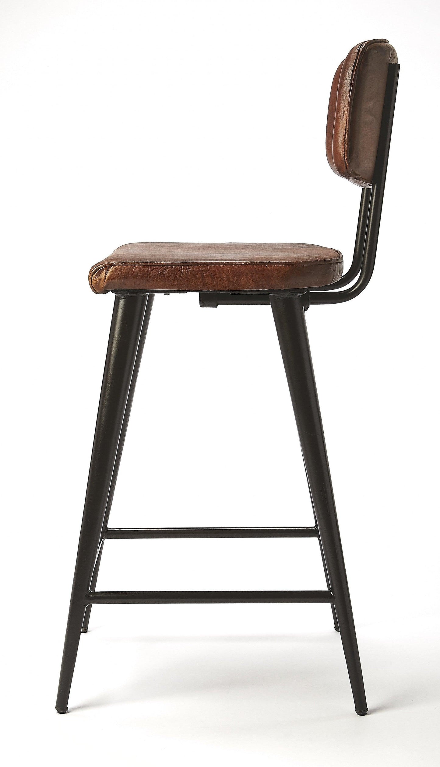 Dark Brown Leather Bar Stool - AFS