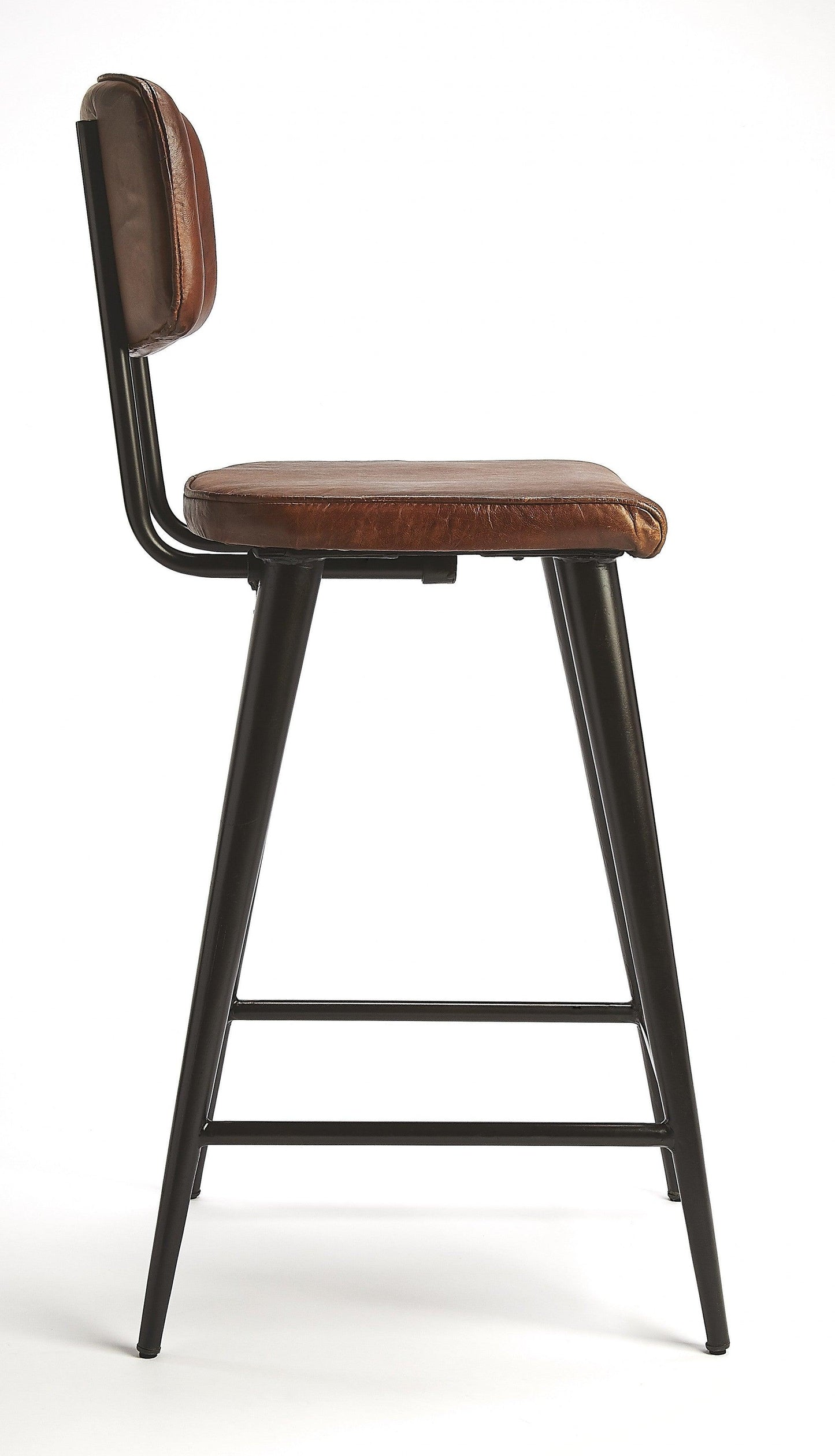 Dark Brown Leather Bar Stool - AFS