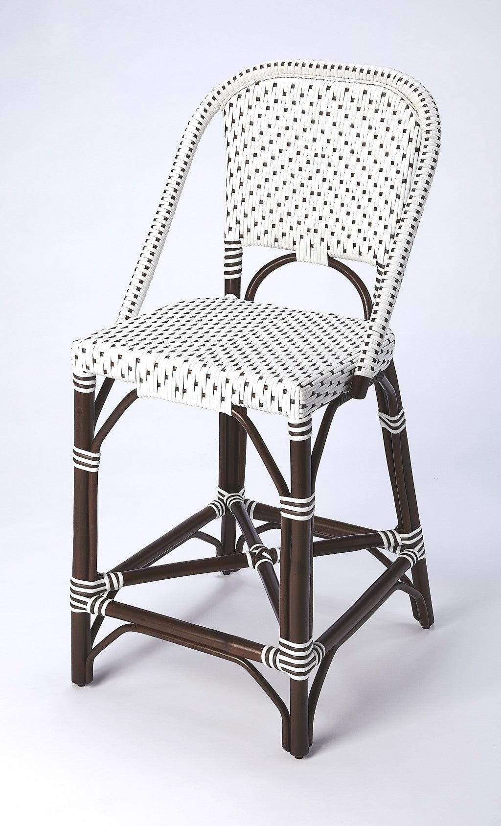 White and Chocolate Rattan Counter Stool - AFS