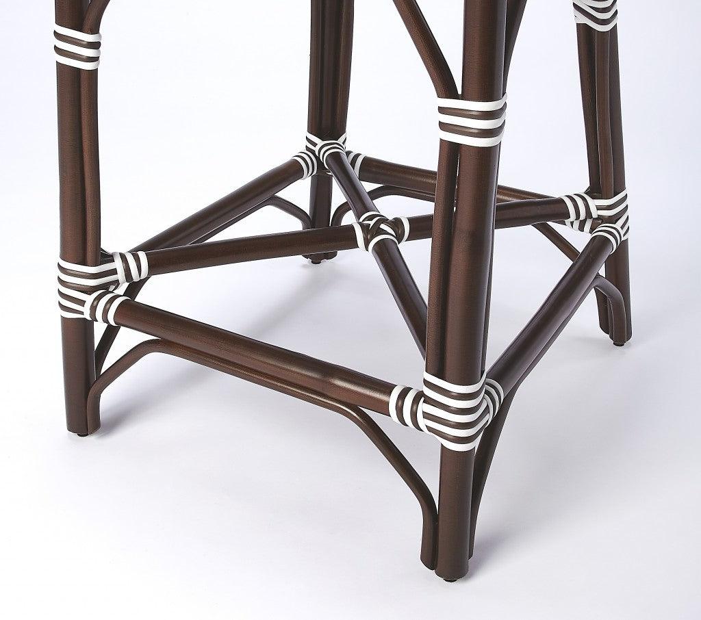 White and Chocolate Rattan Counter Stool - AFS