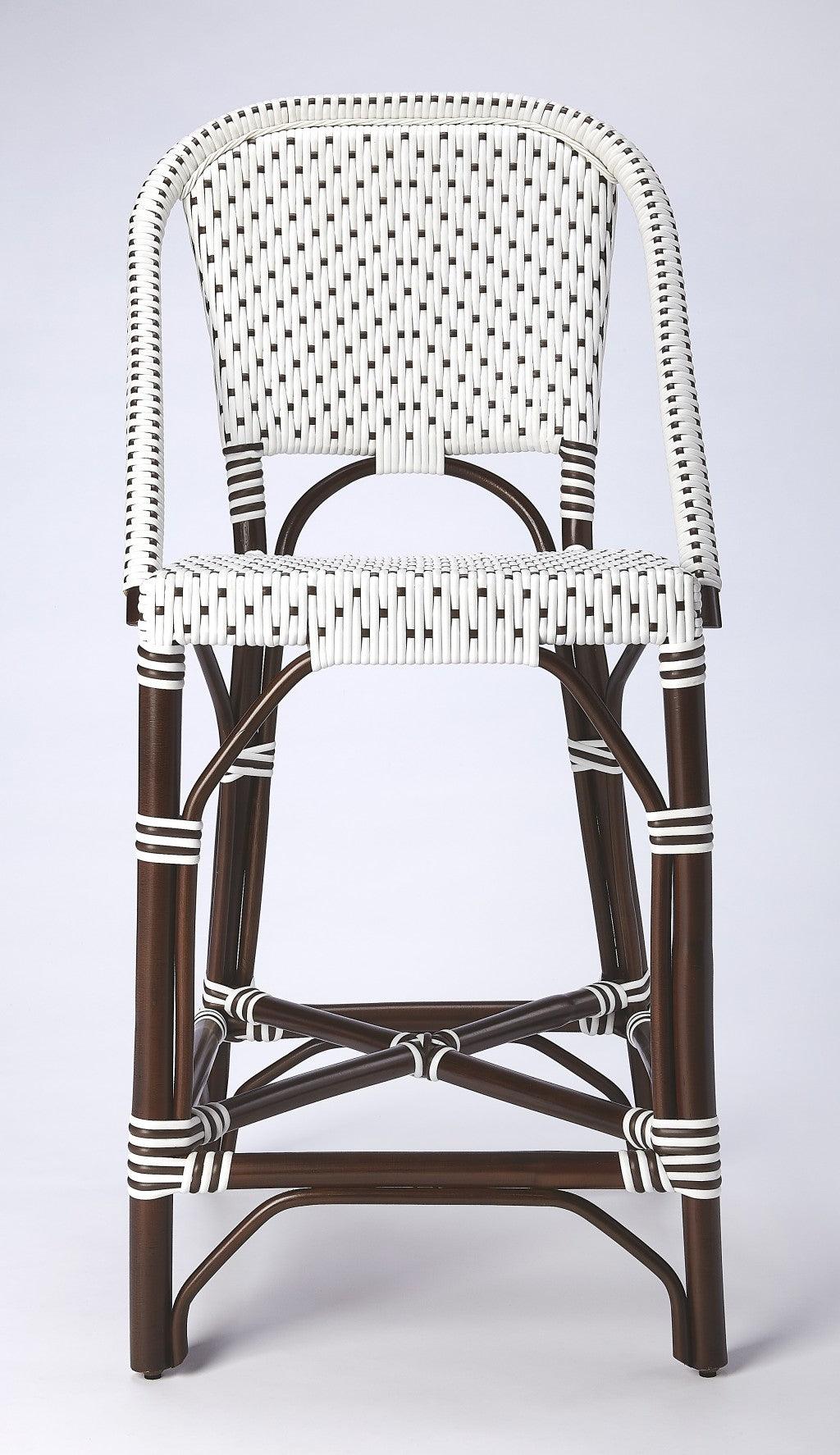 White and Chocolate Rattan Counter Stool - AFS