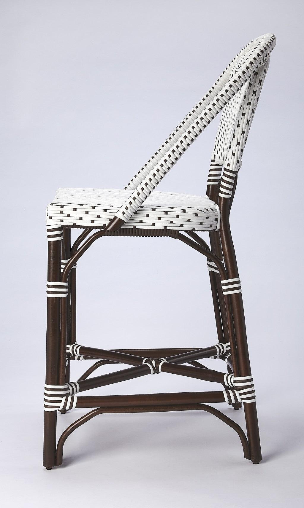 White and Chocolate Rattan Counter Stool - AFS