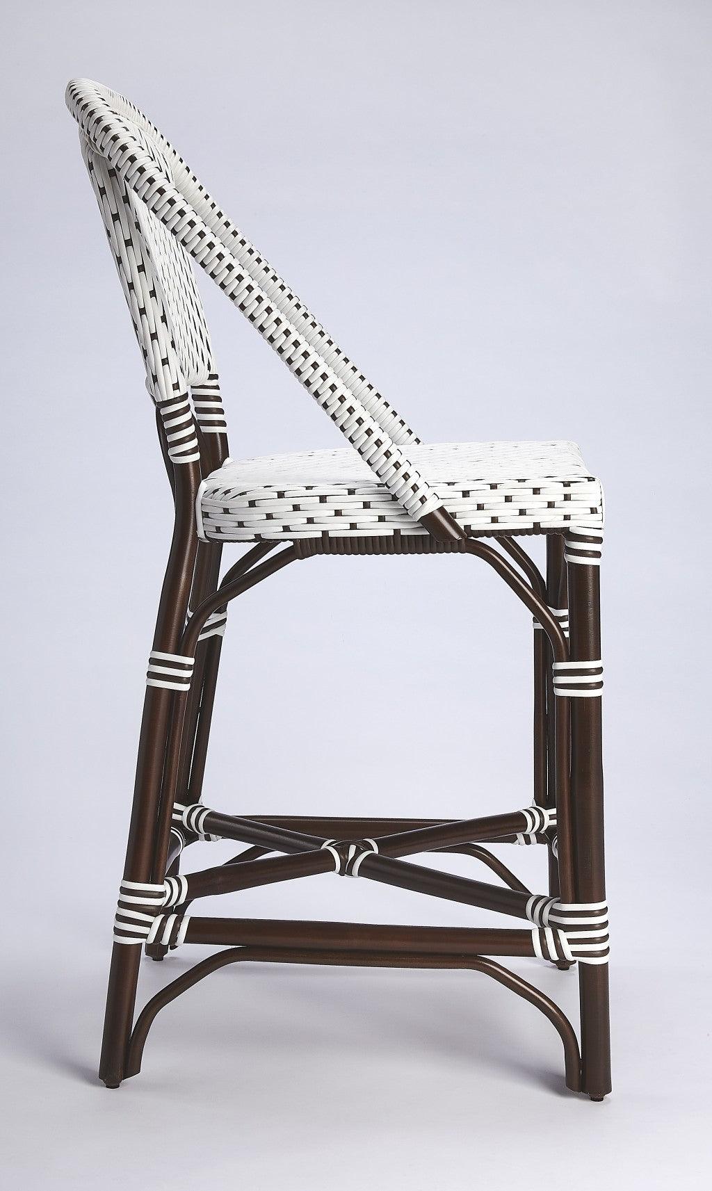 White and Chocolate Rattan Counter Stool - AFS