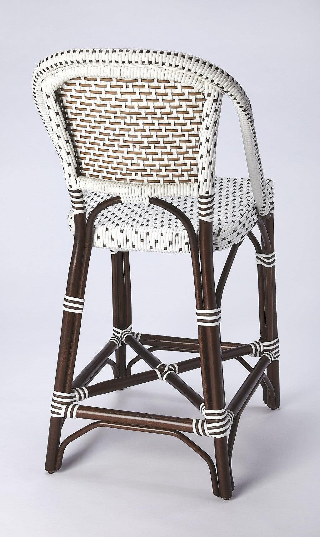 White and Chocolate Rattan Counter Stool - AFS