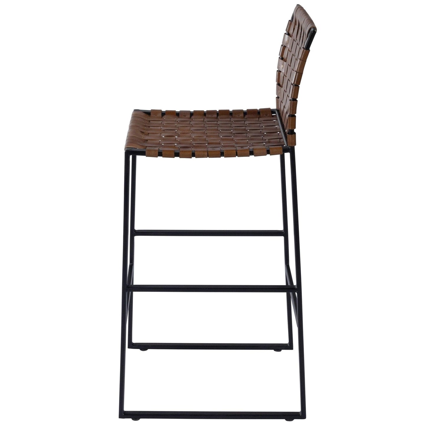 Brown Woven Leather Bar Stool - AFS