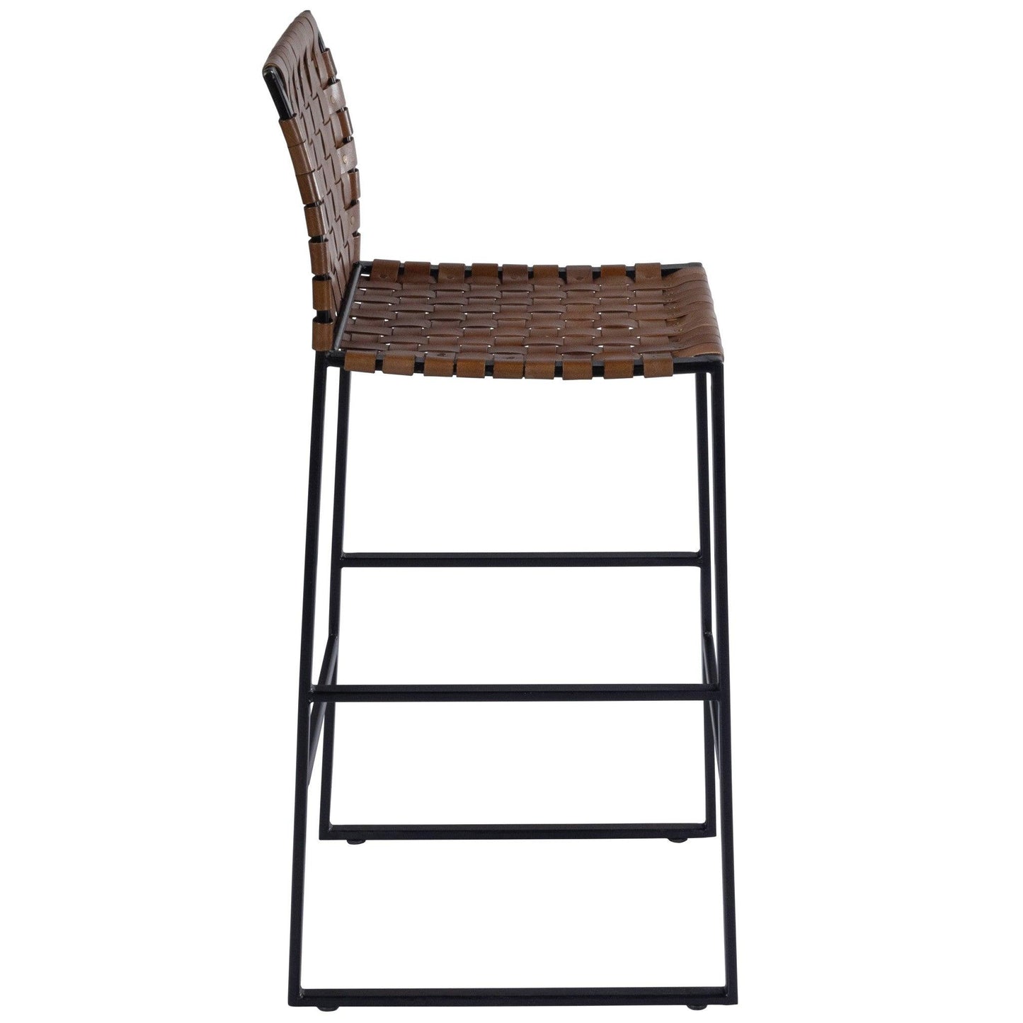 Brown Woven Leather Bar Stool - AFS