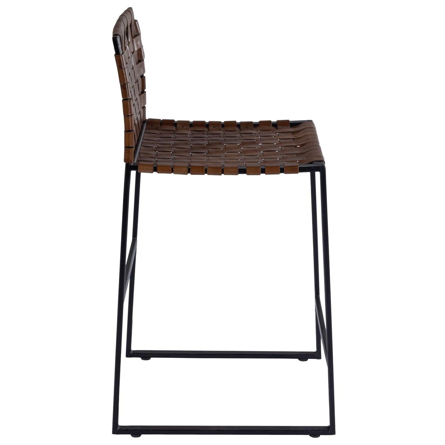 Brown Woven Leather Counter Stool - AFS