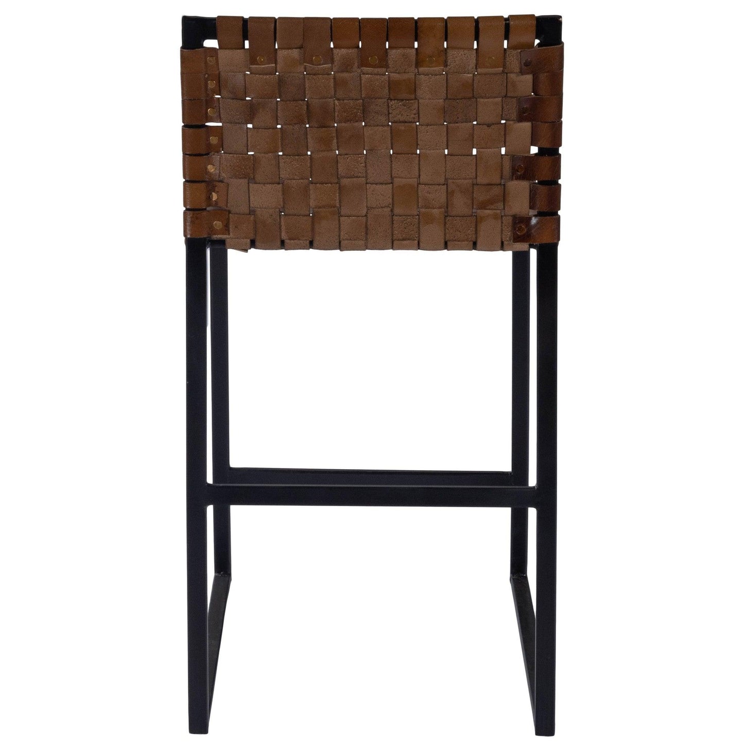 Brown Woven Leather Counter Stool - AFS