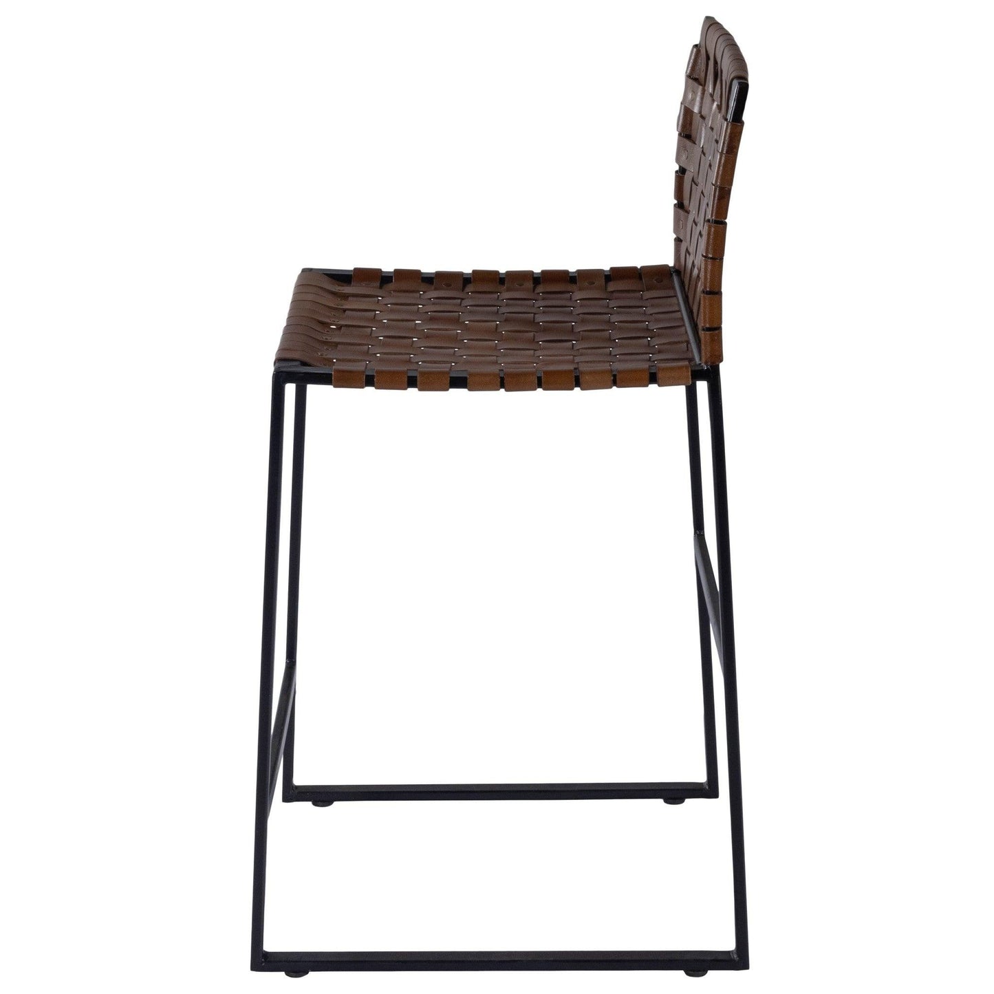 Brown Woven Leather Counter Stool - AFS