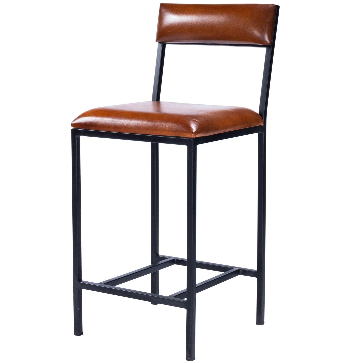 Classic Leather and Metal Counter Stool - AFS