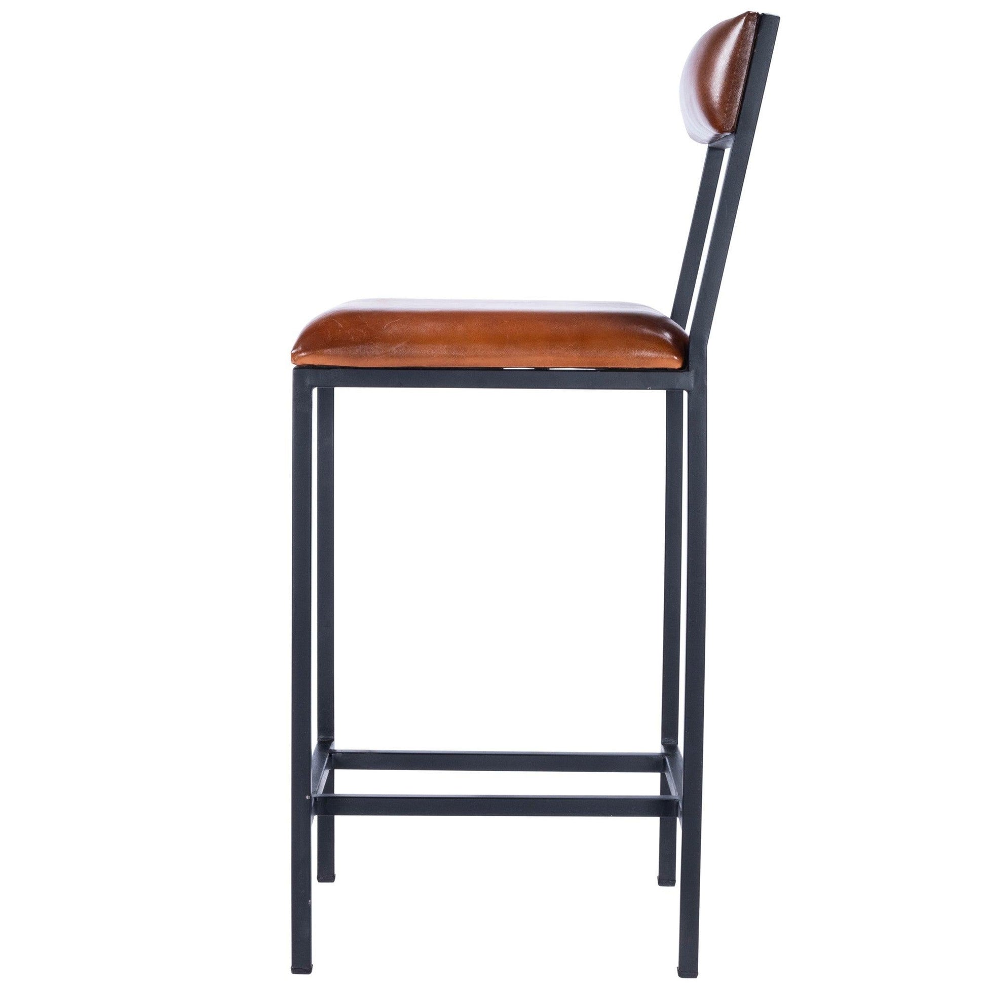 Classic Leather and Metal Counter Stool - AFS