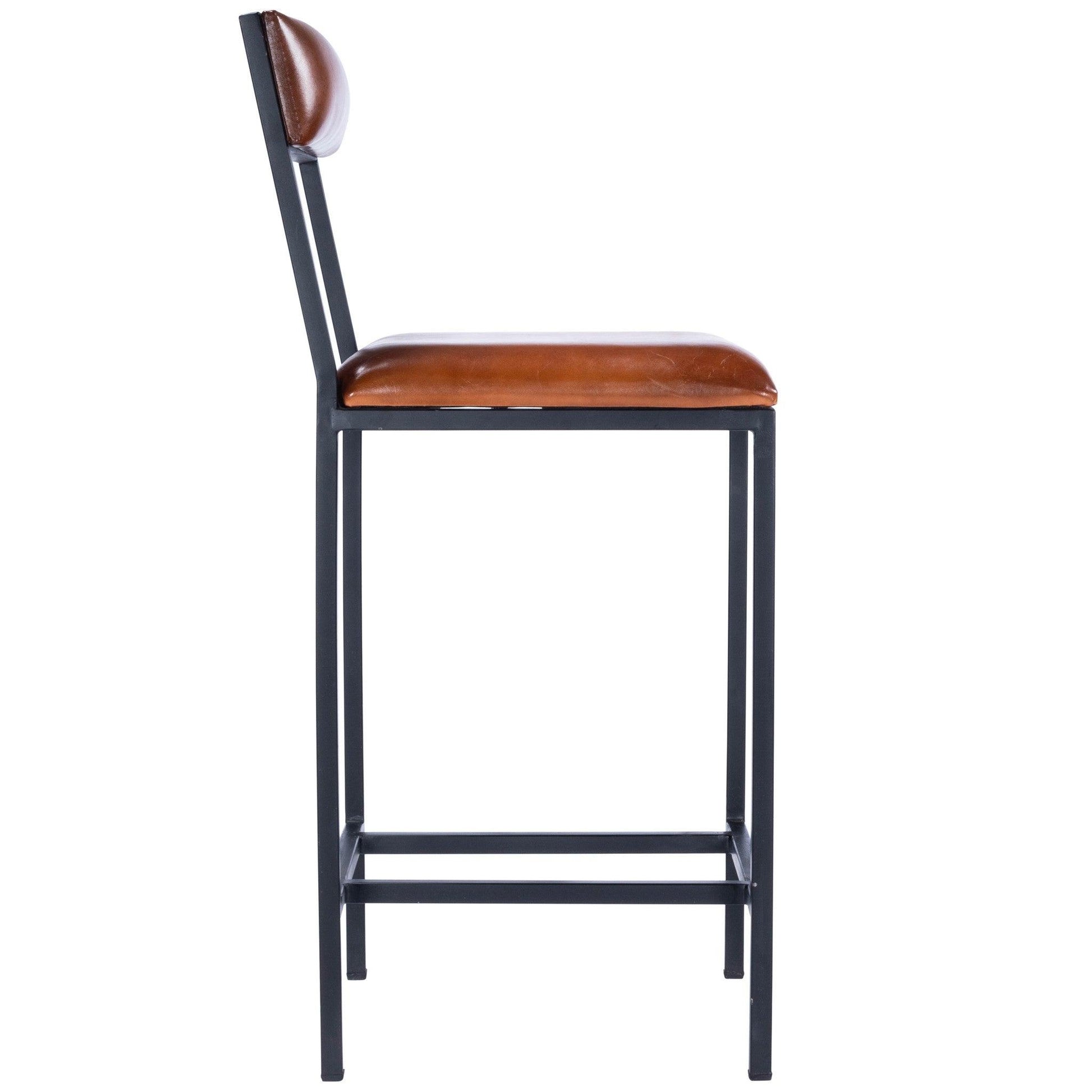 Classic Leather and Metal Counter Stool - AFS