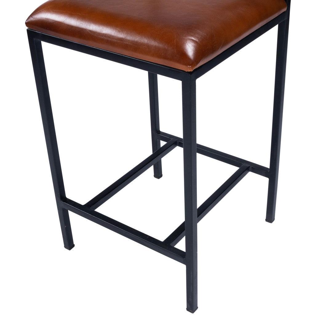 Classic Leather and Metal Counter Stool - AFS