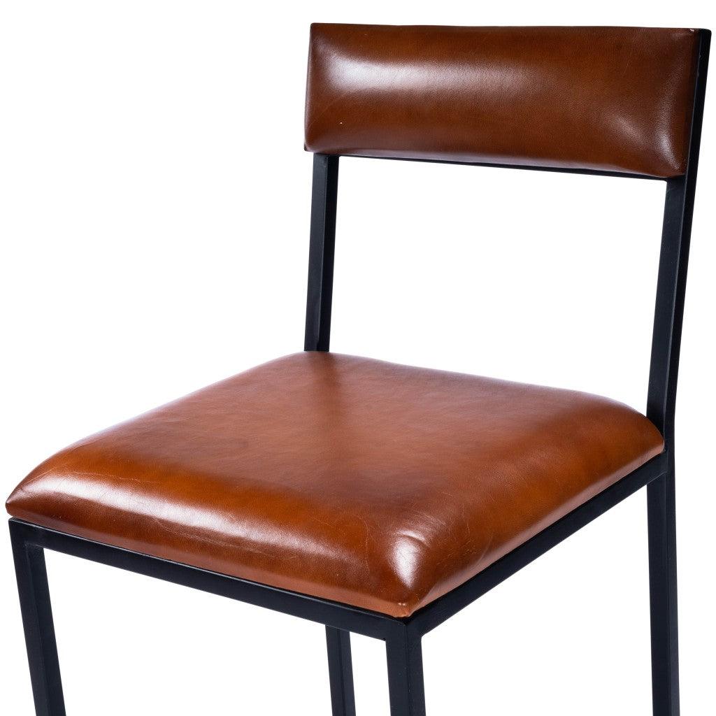 Classic Leather and Metal Counter Stool - AFS