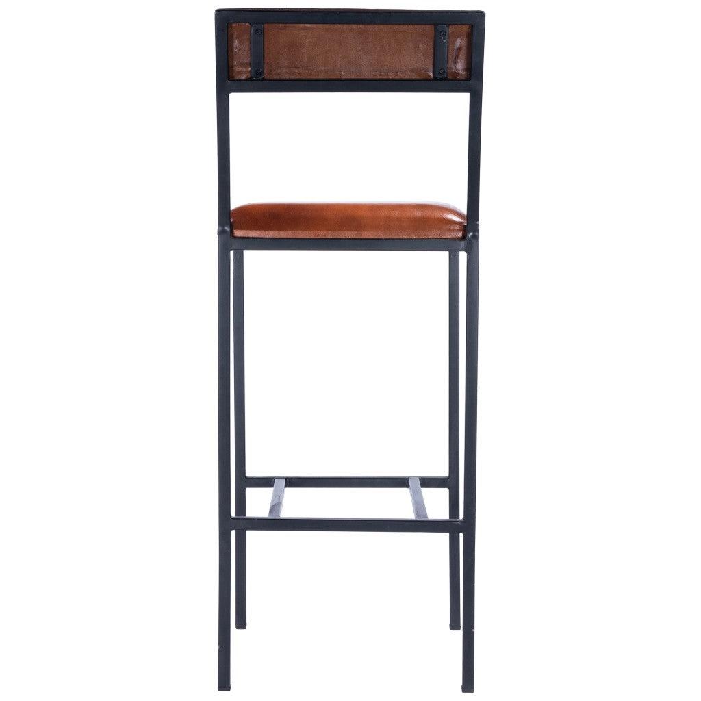 Classic Leather and Metal Bar Stool - AFS