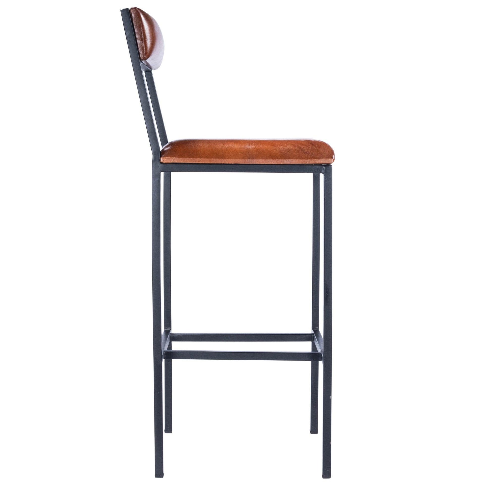 Classic Leather and Metal Bar Stool - AFS