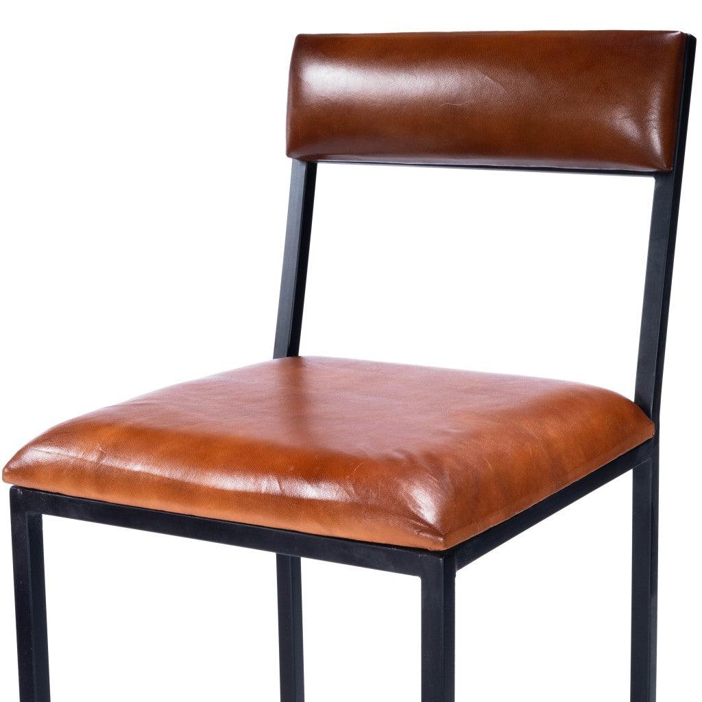 Classic Leather and Metal Bar Stool - AFS