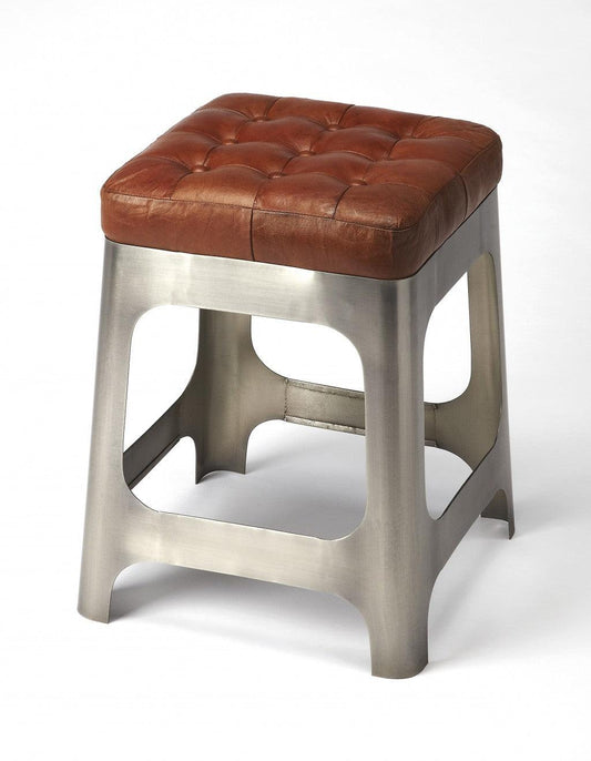 Iron and Leather Counter Stool - AFS