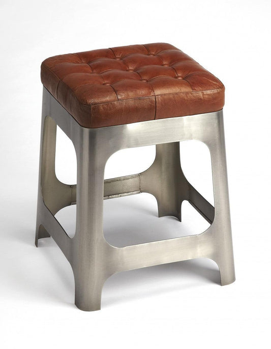 Iron and Leather Counter Stool - AFS