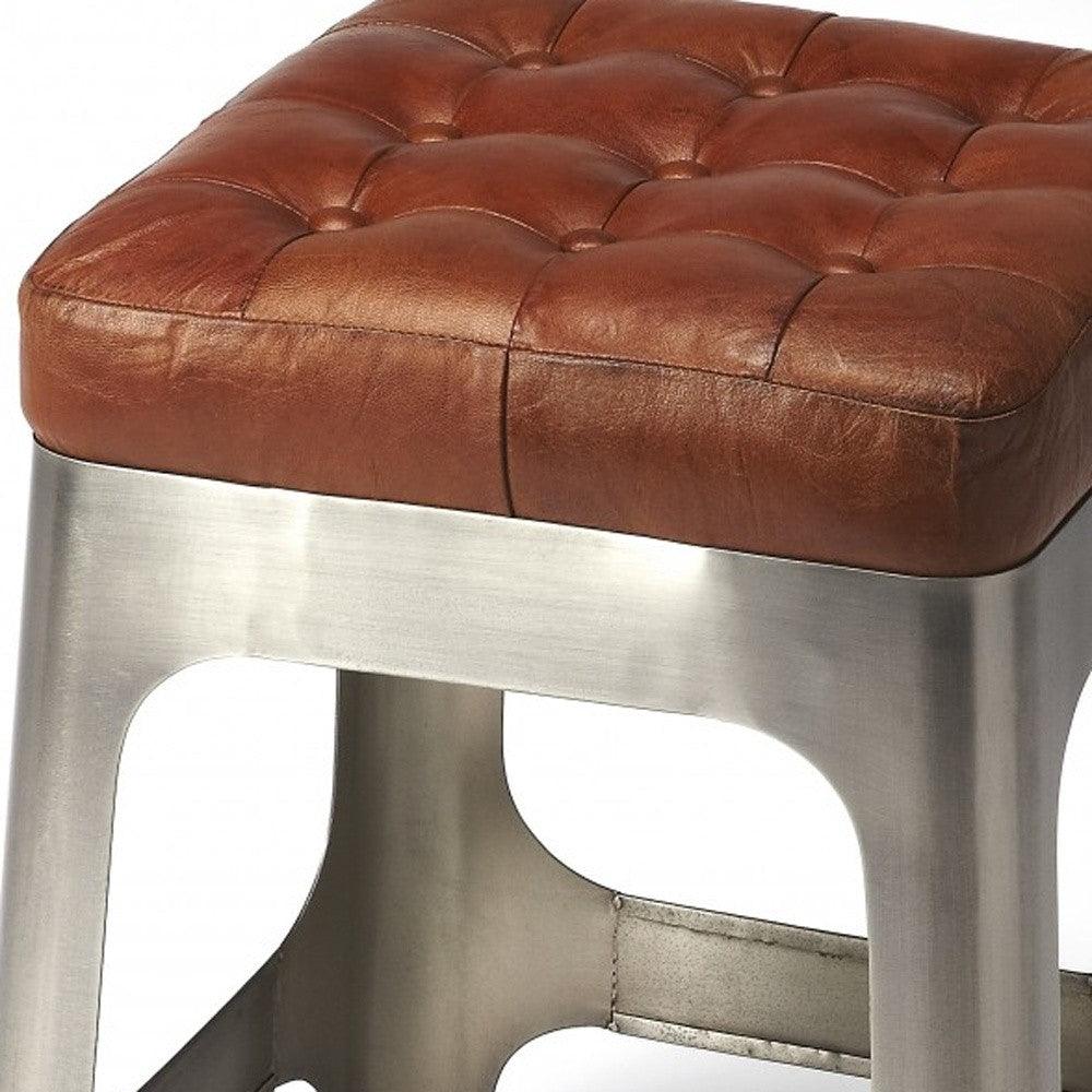 Iron and Leather Counter Stool - AFS