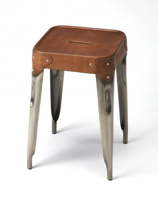 Brown Leather Counter Stool - AFS