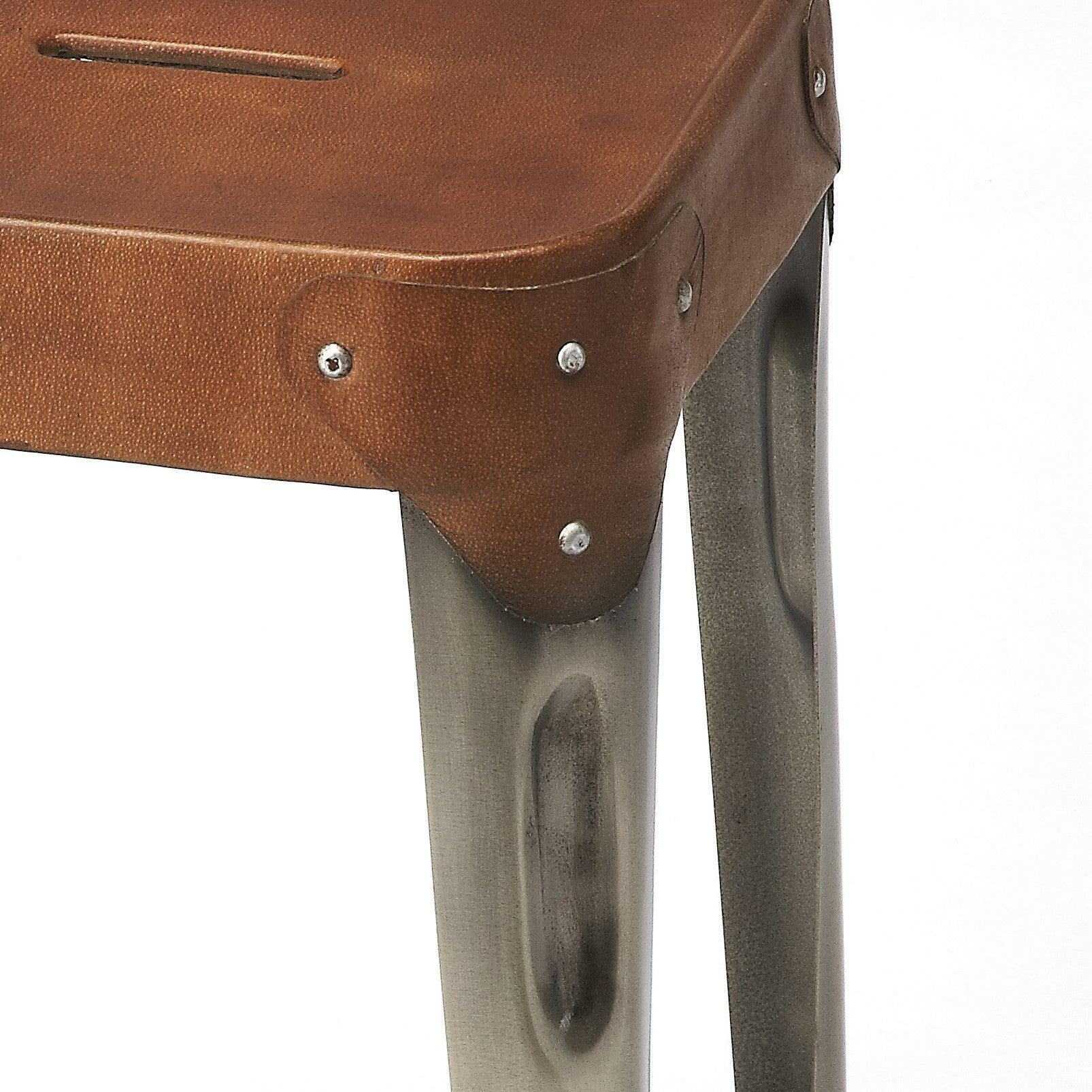 Brown Leather Counter Stool - AFS