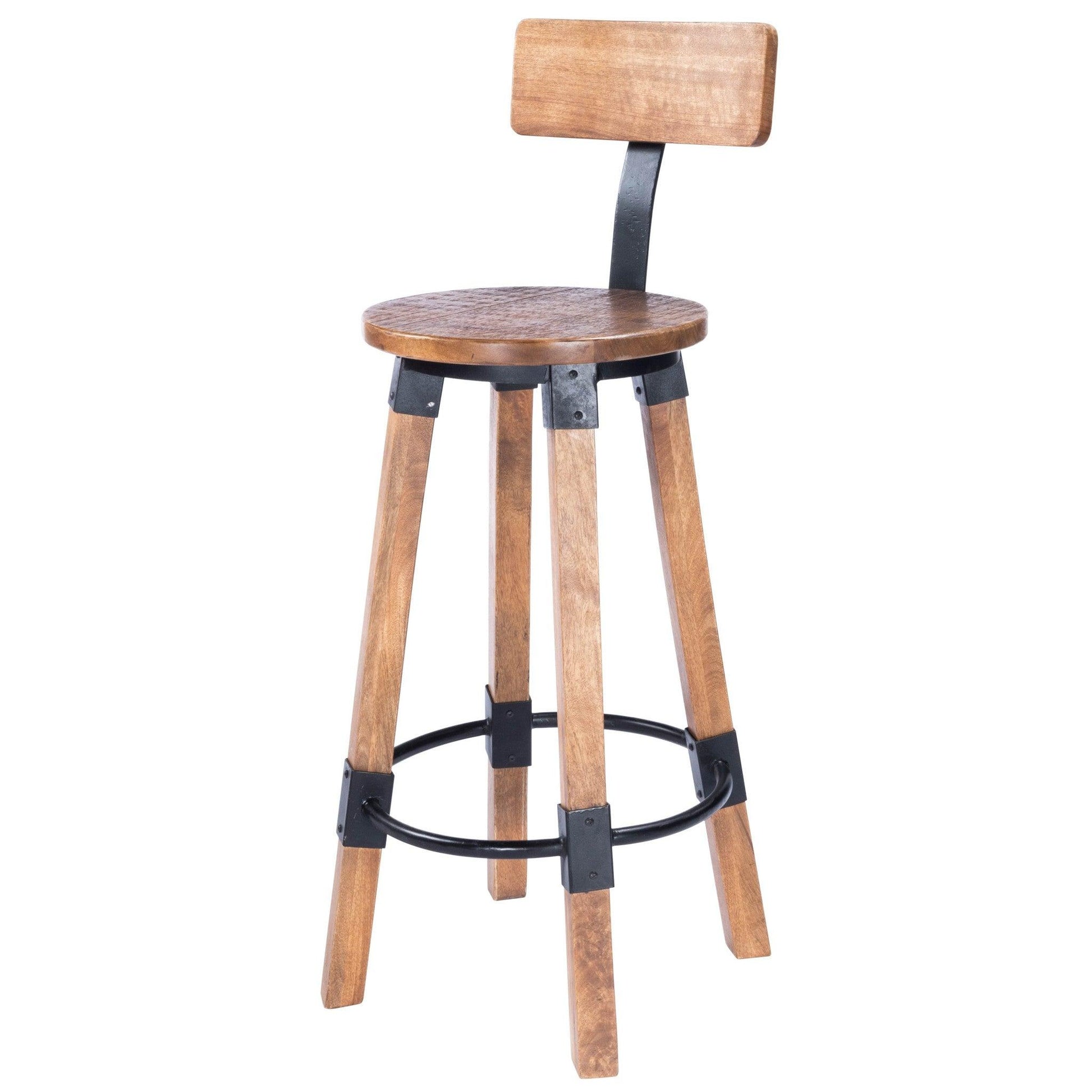 Sturdy Wood and Metal Bar Stool - AFS