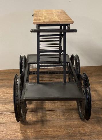 Rustic Black Rail Car Bar Cart - AFS