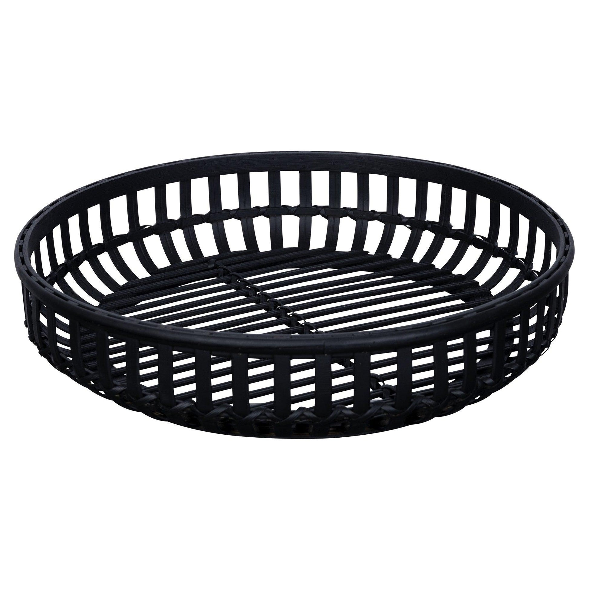 Black Round Rattan Decorative Tray - AFS