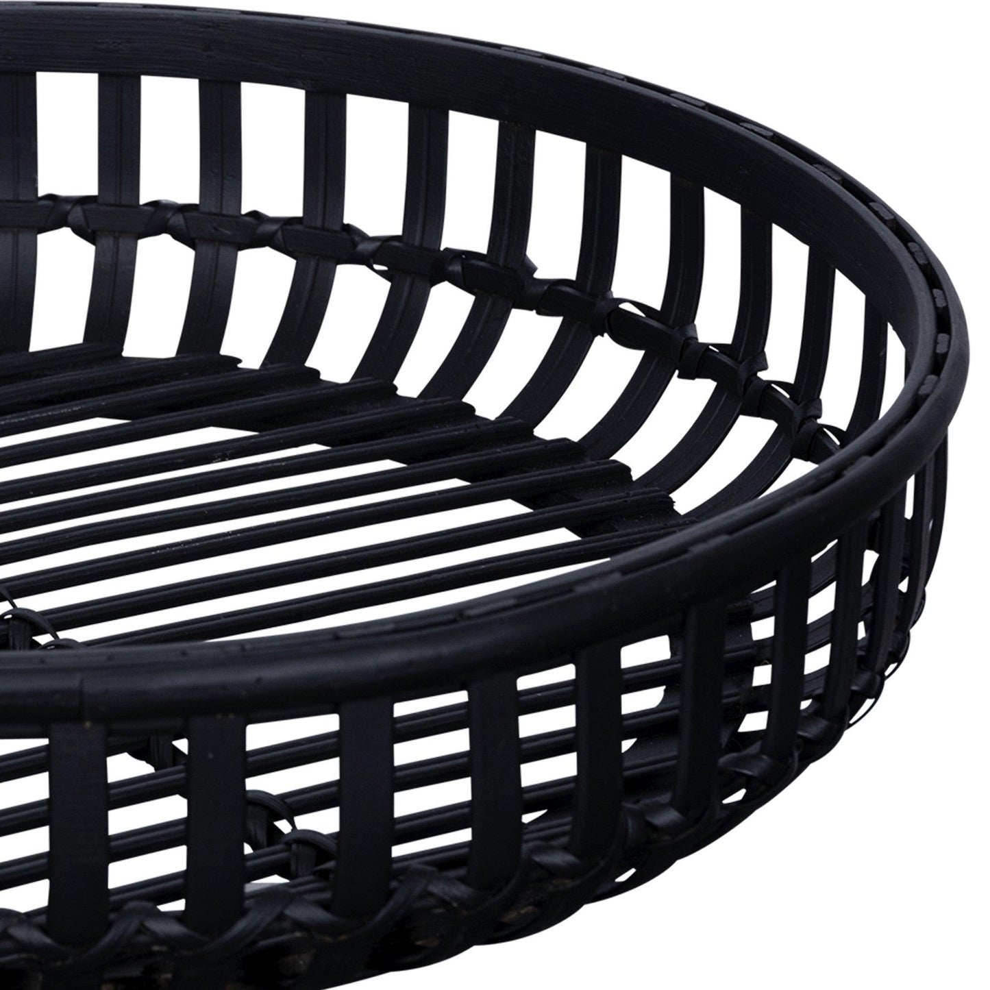 Black Round Rattan Decorative Tray - AFS