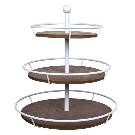 Three Tiered Metal and Wood Decorative Stand - AFS