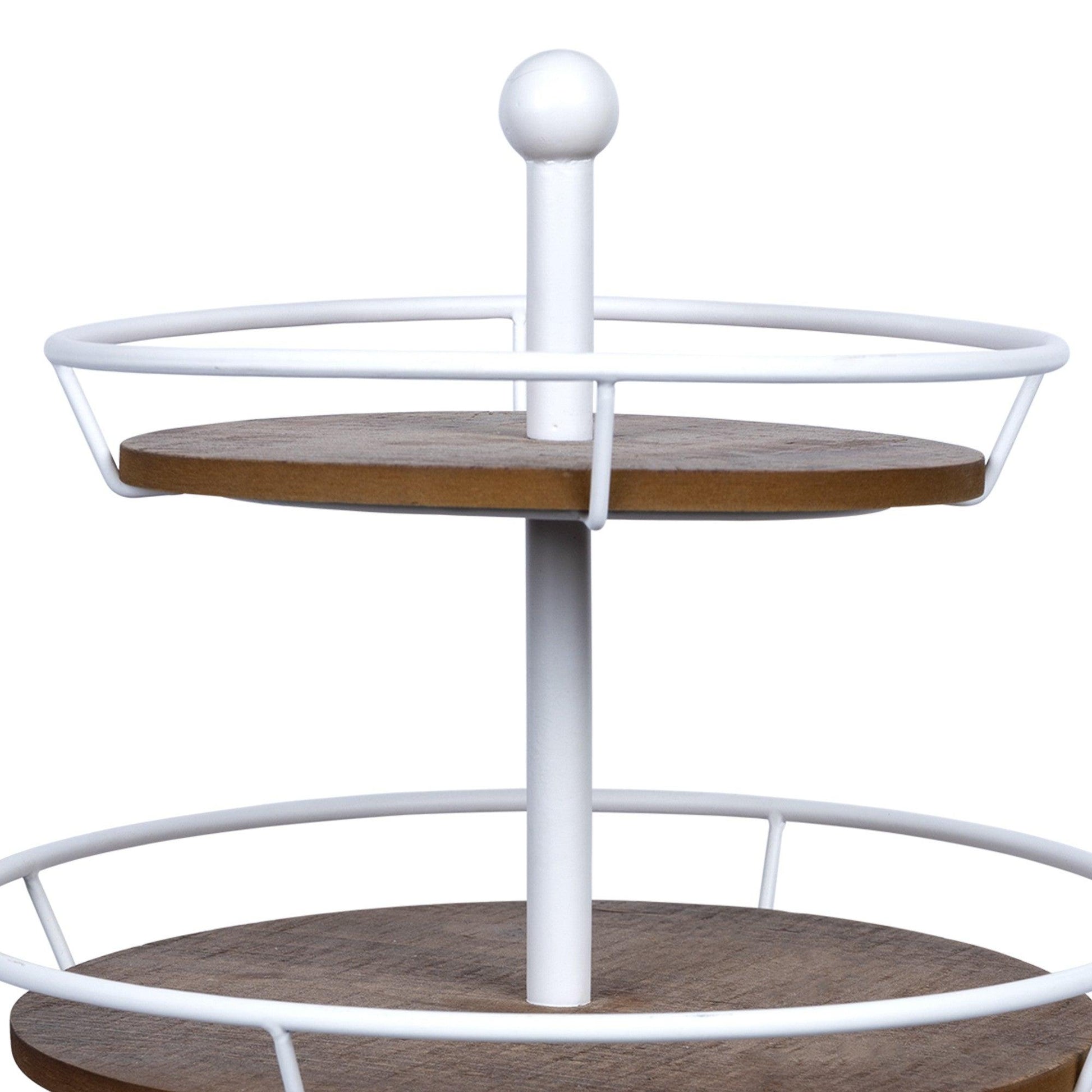 Three Tiered Metal and Wood Decorative Stand - AFS