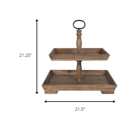 Two Tiered Wooden Serving Stand - AFS