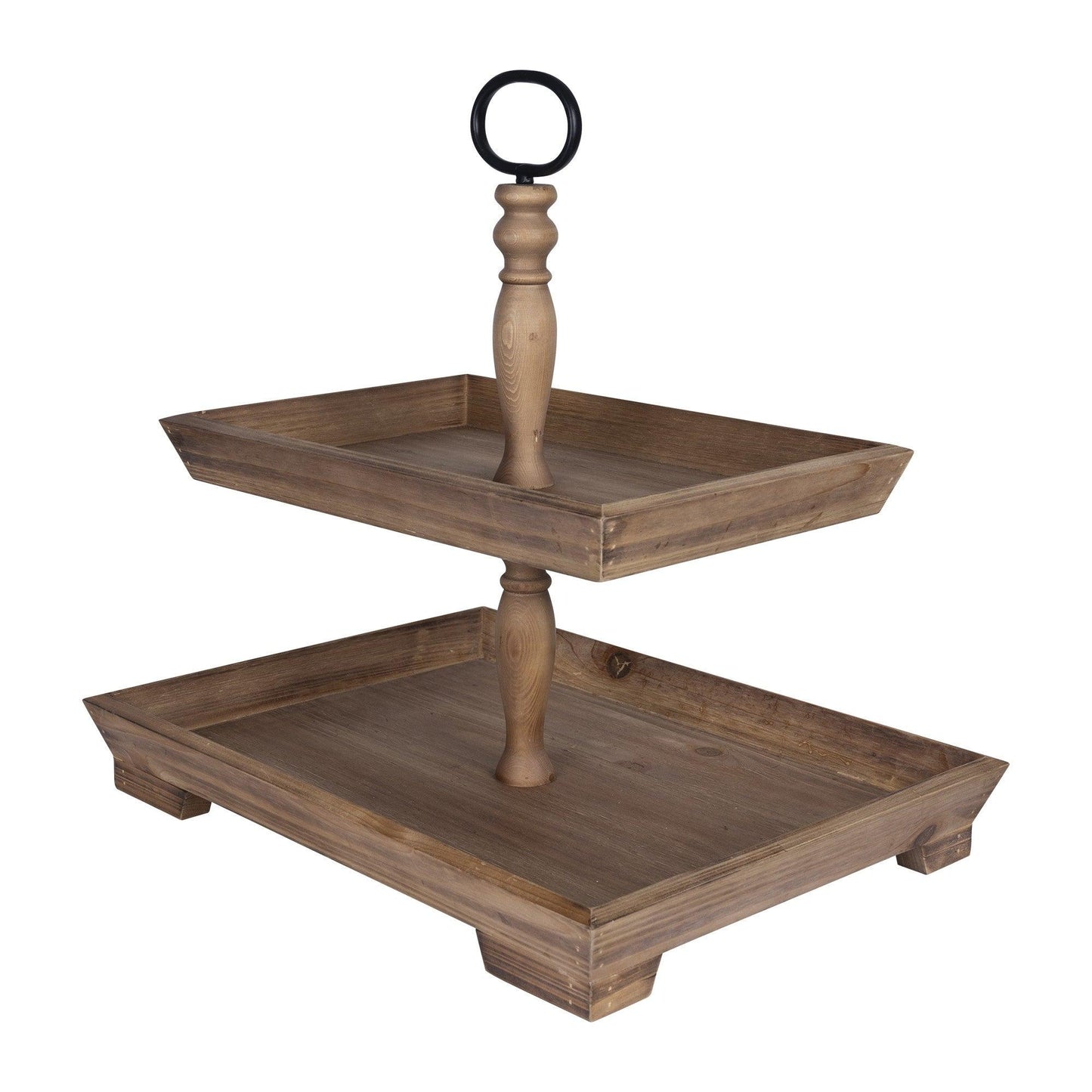 Two Tiered Wooden Serving Stand - AFS