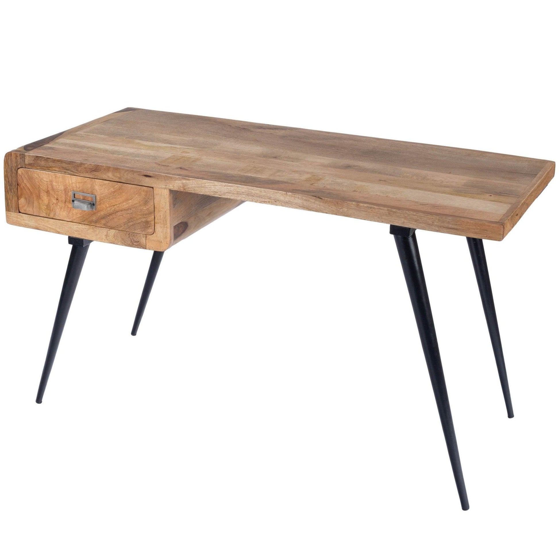 Natural Wood and Metal Desk - AFS