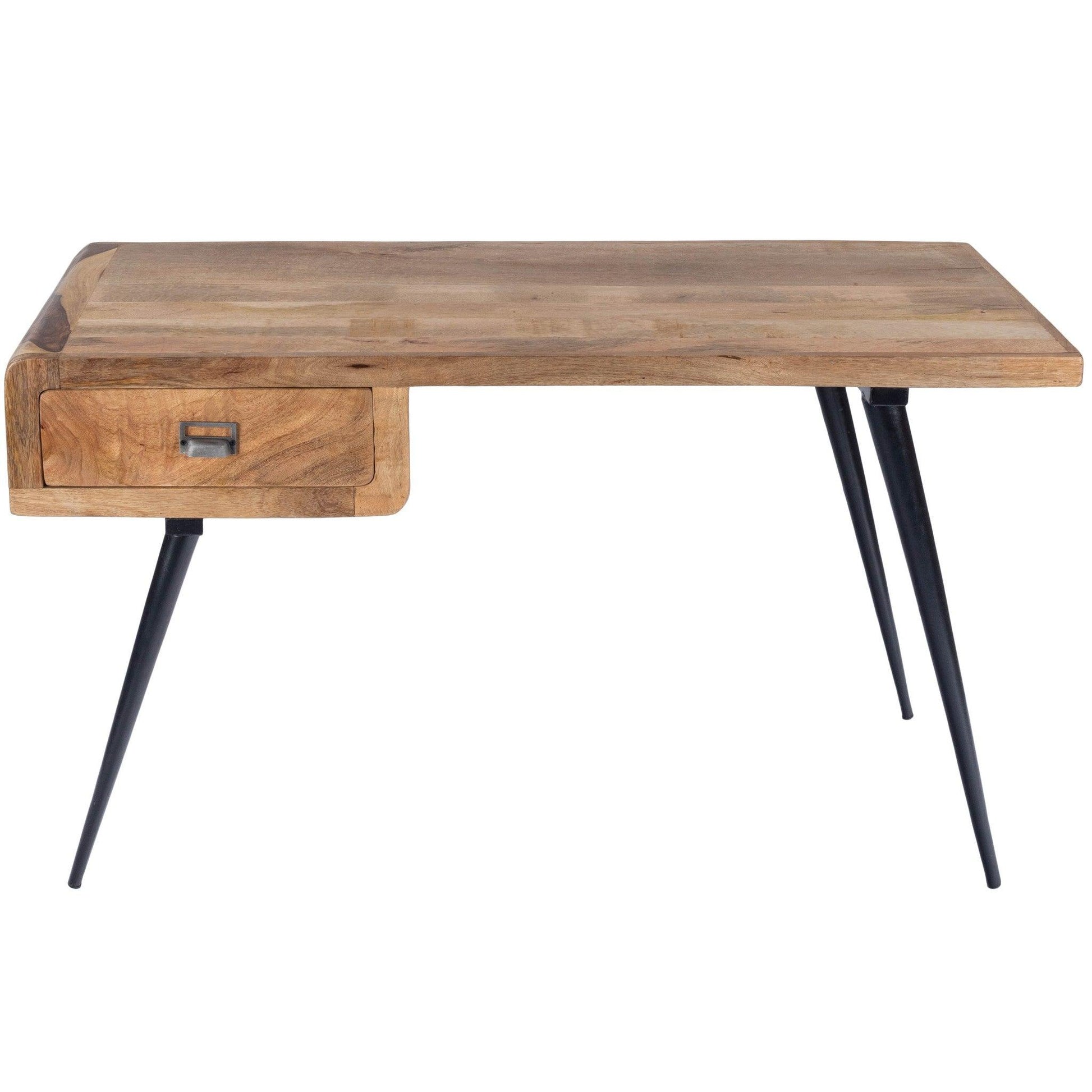 Natural Wood and Metal Desk - AFS