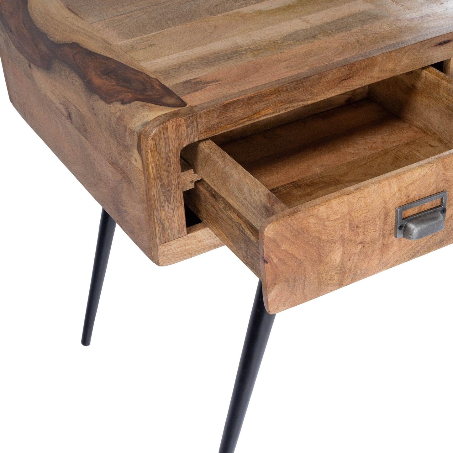 Natural Wood and Metal Desk - AFS