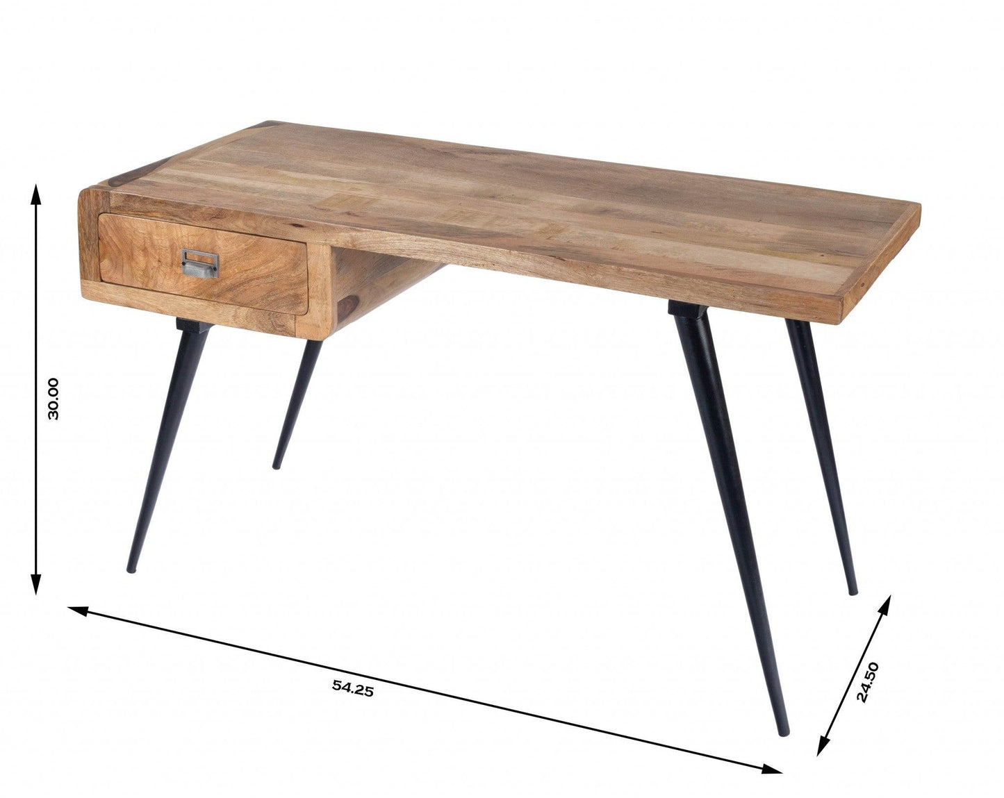 Natural Wood and Metal Desk - AFS