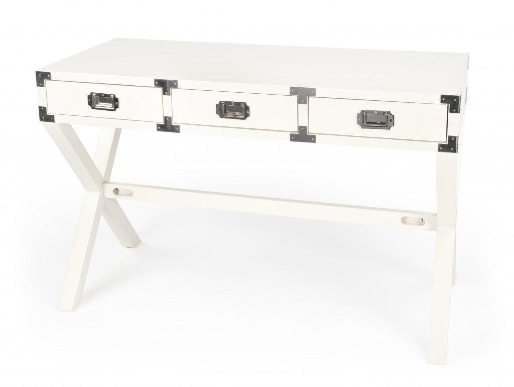 Modern White Campaign Style Desk - AFS