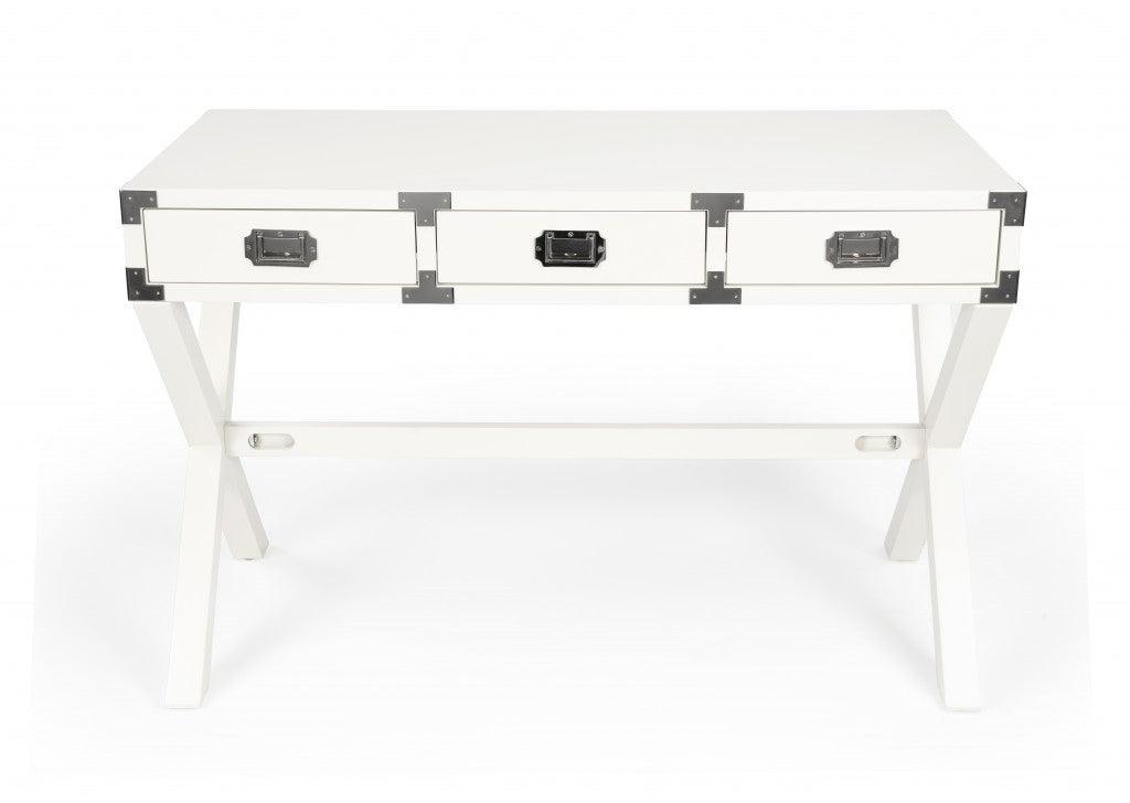 Modern White Campaign Style Desk - AFS