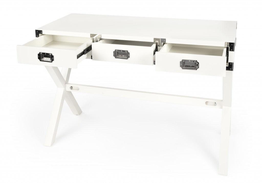 Modern White Campaign Style Desk - AFS