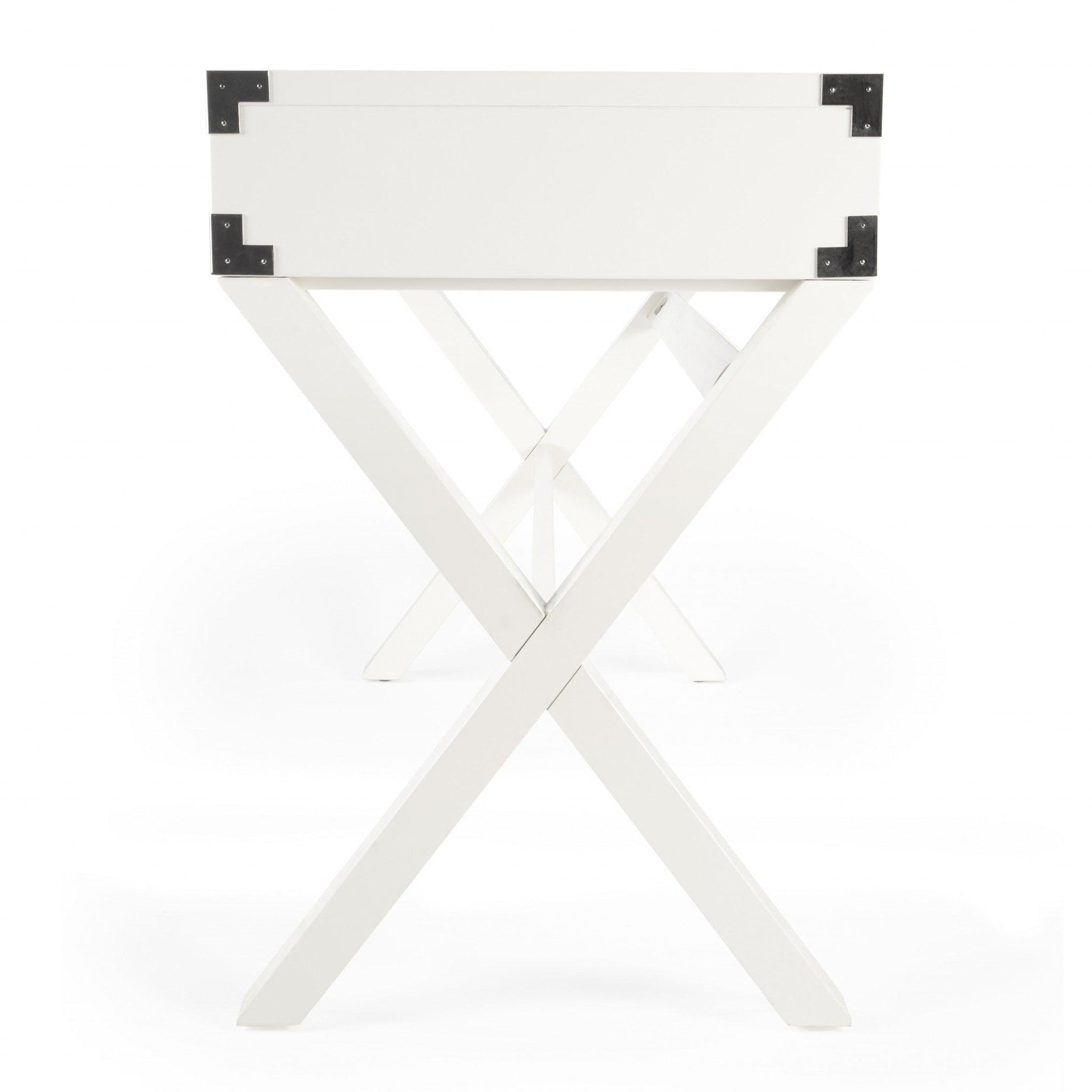 Modern White Campaign Style Desk - AFS