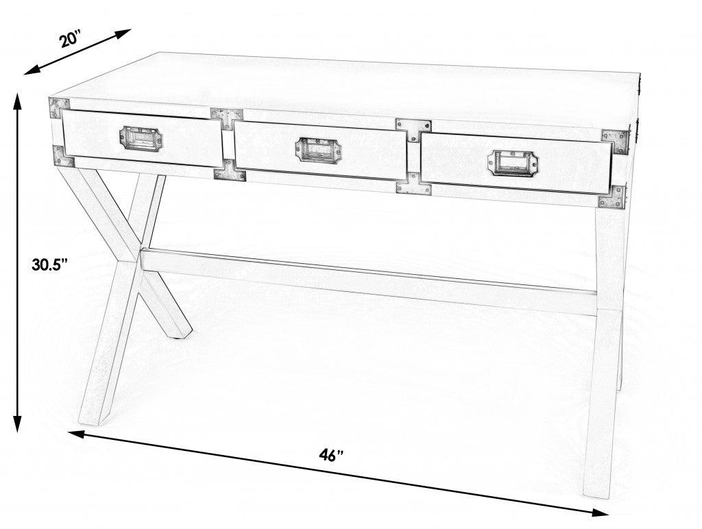 Modern White Campaign Style Desk - AFS