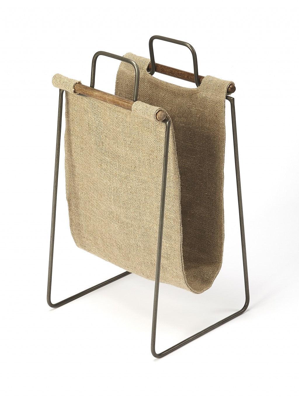 Hanging Burlap and Iron Magazine Rack - AFS