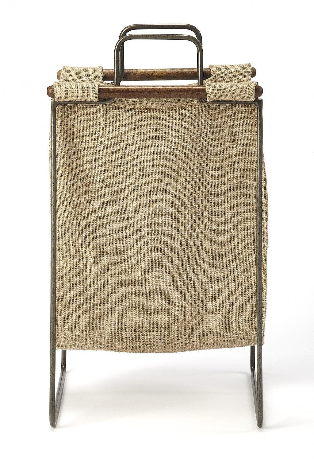 Hanging Burlap and Iron Magazine Rack - AFS