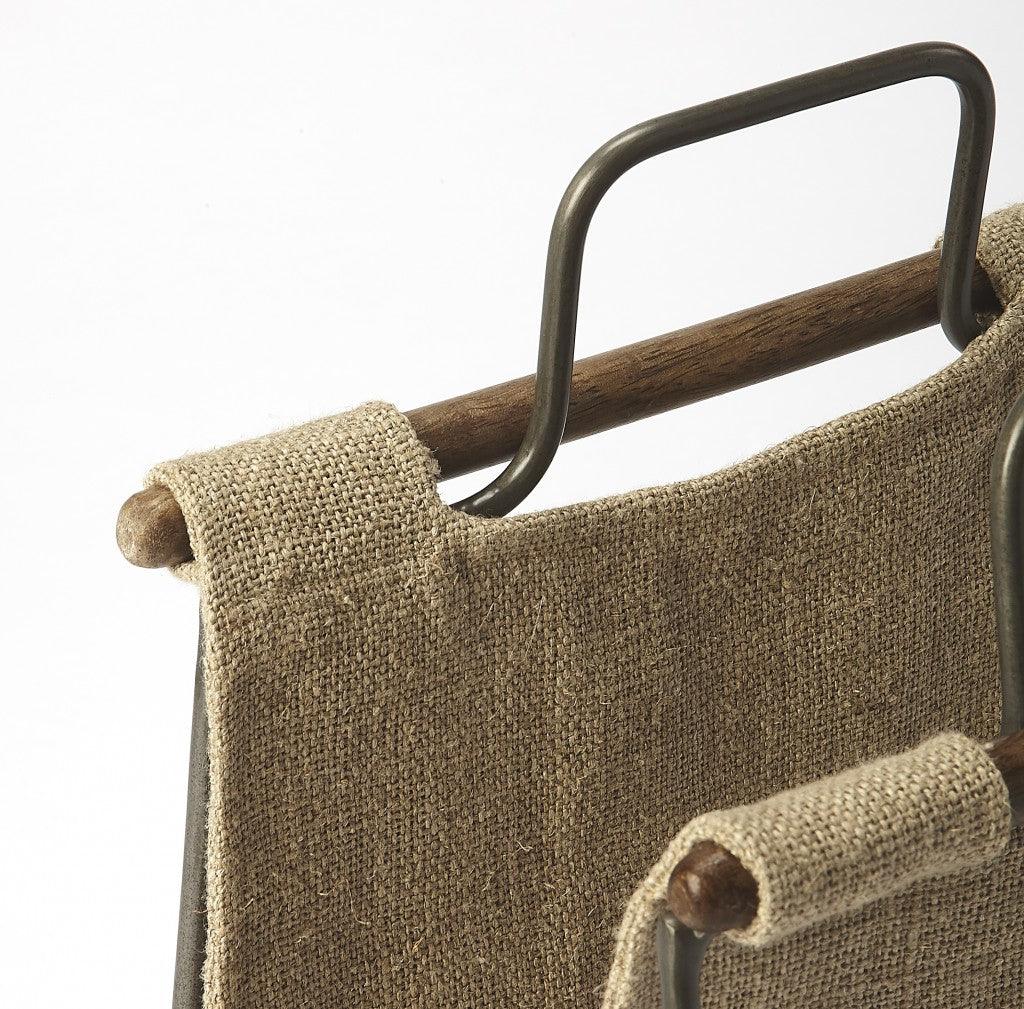 Hanging Burlap and Iron Magazine Rack - AFS