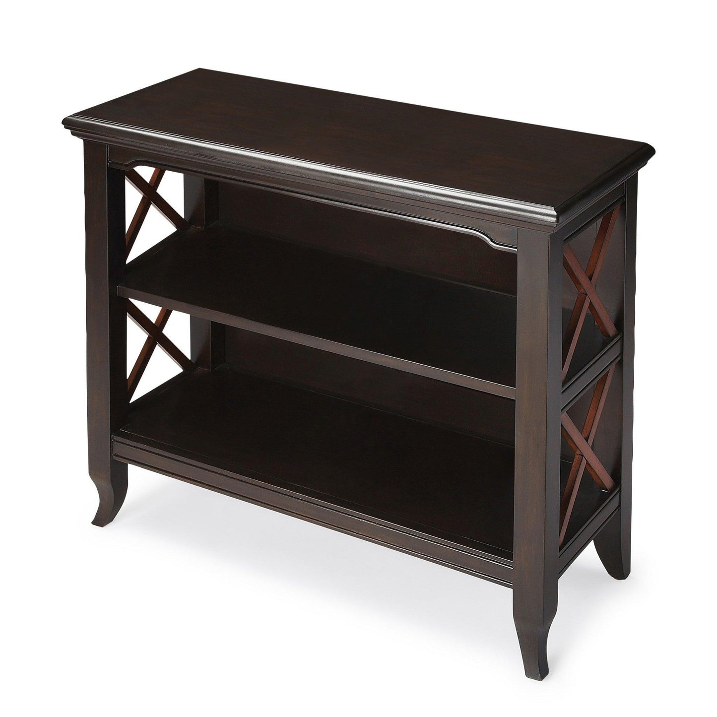 Newport Black & Cherry Low Bookcase - AFS