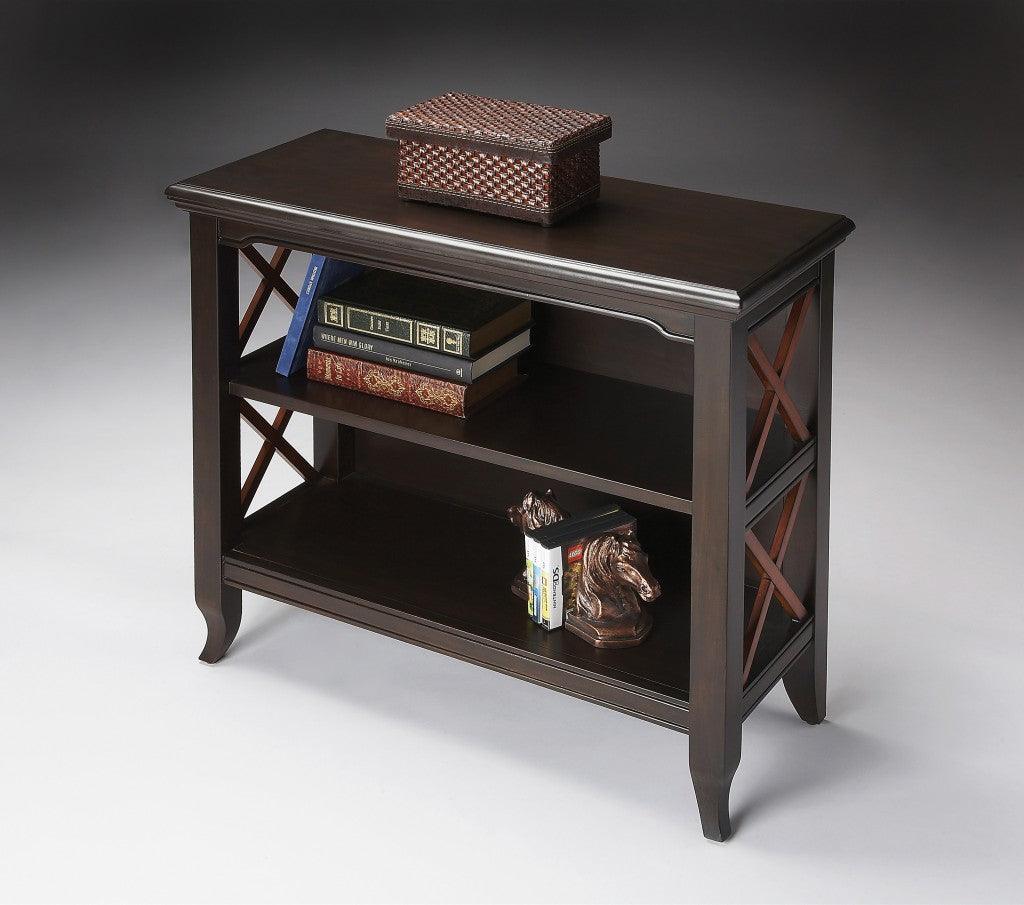 Newport Black & Cherry Low Bookcase - AFS