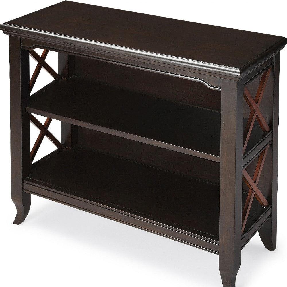 Newport Black & Cherry Low Bookcase - AFS